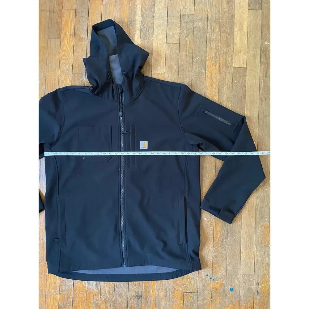 Black Carhartt Rain Defender Relaxed Fit Hooded Jacket -‎ (Men’s XL Tall) - Picture 7 of 9